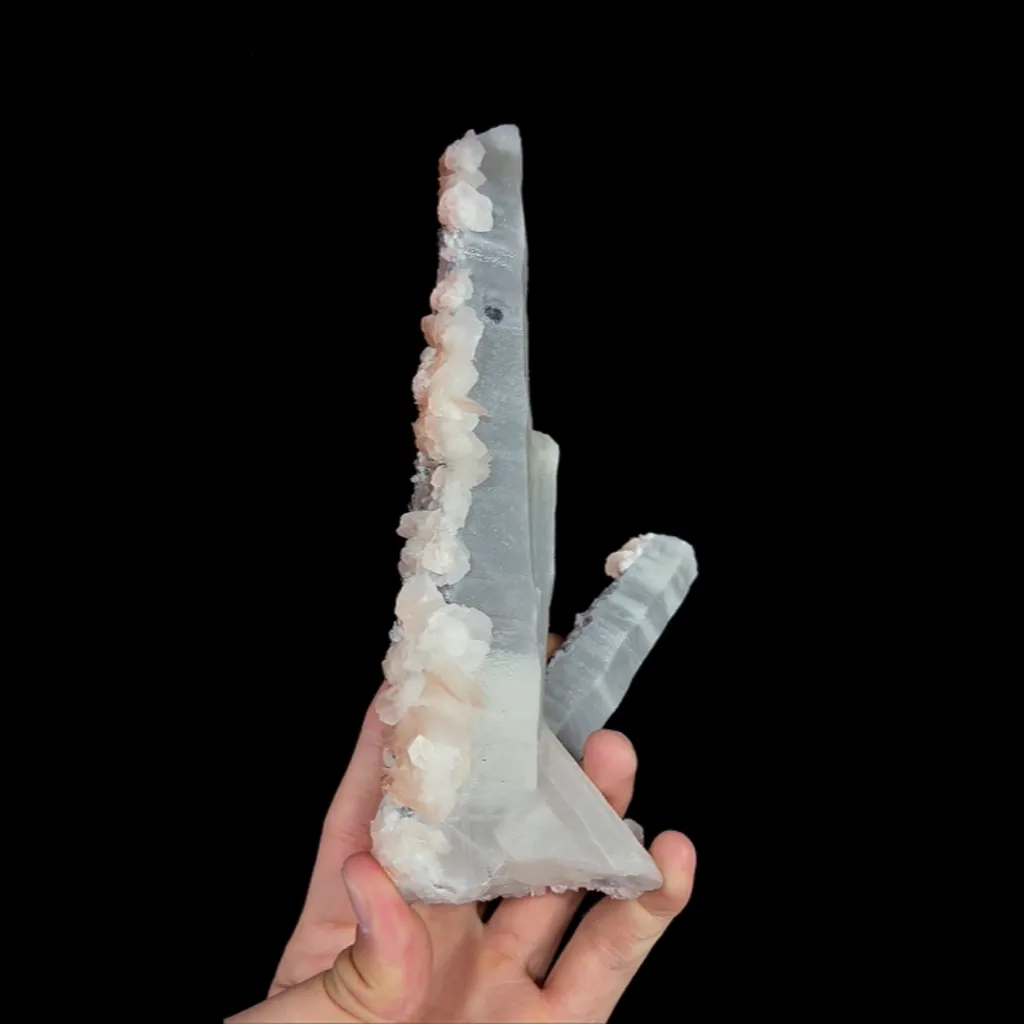 Natural Pink Calcite and Quartz, Mineral Specimen: Inner Mongolia,China (105*200*60MM) - image 3