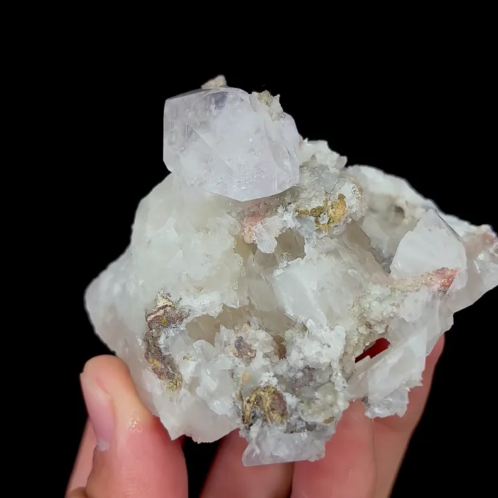 Natural Pink Calcite and Quartz, Mineral Specimen:Daye,Hubei (80*65*45MM) image