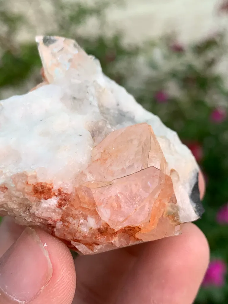 Natural Pink Katlang Topaz on Matrix with Quartz and Black Tourmaline Specimen from Pakistan - image 7