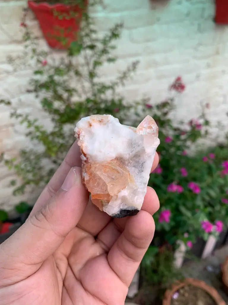 Natural Pink Katlang Topaz on Matrix with Quartz and Black Tourmaline Specimen from Pakistan - image 6