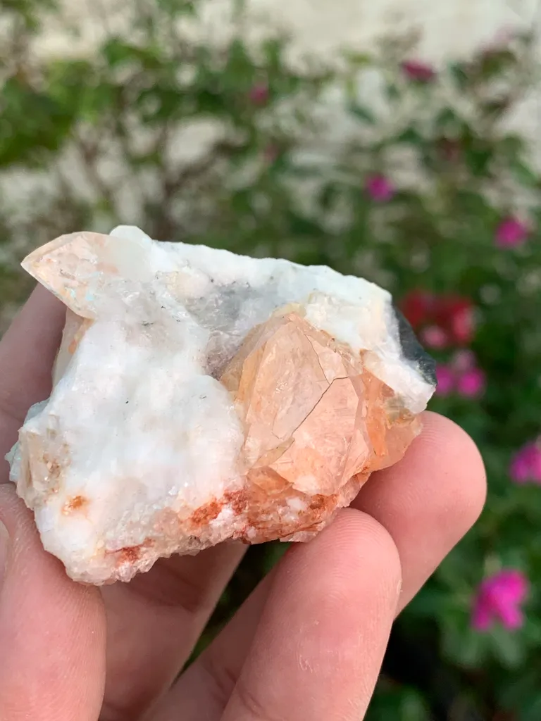 Natural Pink Katlang Topaz on Matrix with Quartz and Black Tourmaline Specimen from Pakistan - image 4