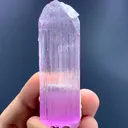 Natural Pink Kunzite Crystal – V-Shaped Termination, Blue Tourmaline, Albite 14g - image 1
