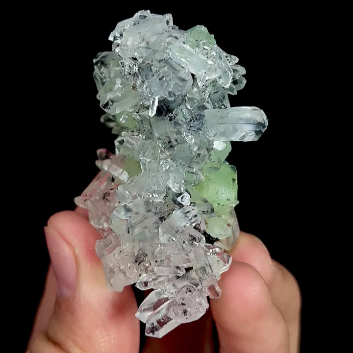 Natural Prehnite and Quartz Cluster, Mineral Specimen:Yunnan,China (55*30*30MM) image