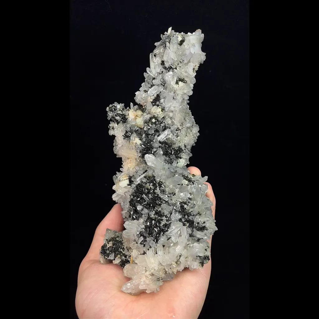 Natural Prehnite, Epidote and Quartz Cluster, Mineral Specimen:Sichuan,China (85*50*200MM) image