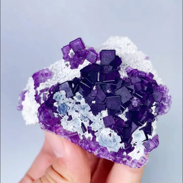 Natural Purple and Blue Cubic Fluorite, Mineral Specimen:Zhejiang,China (70*60*30MM) - image 4