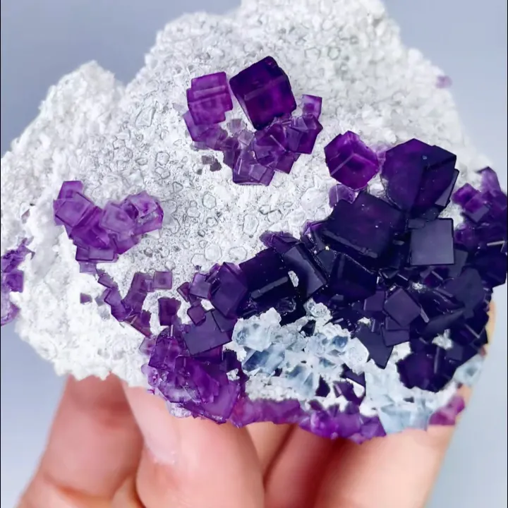 Natural Purple and Blue Cubic Fluorite, Mineral Specimen:Zhejiang,China (70*60*30MM) - image 3