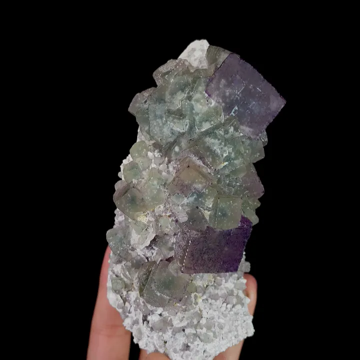 Natural Purple and Green Cubic Fluorite and Quartz, Mineral Specimen: Inner Mongolia,China (80*120*70MM) - image 3