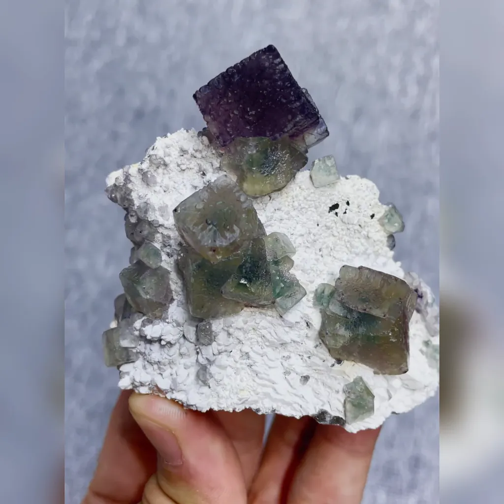 Natural Purple and Green Cubic Fluorite Mineral Specimen,High Quality Specimen,INNER MONGOLIA,CHINA(70*70*30mm) - image 3