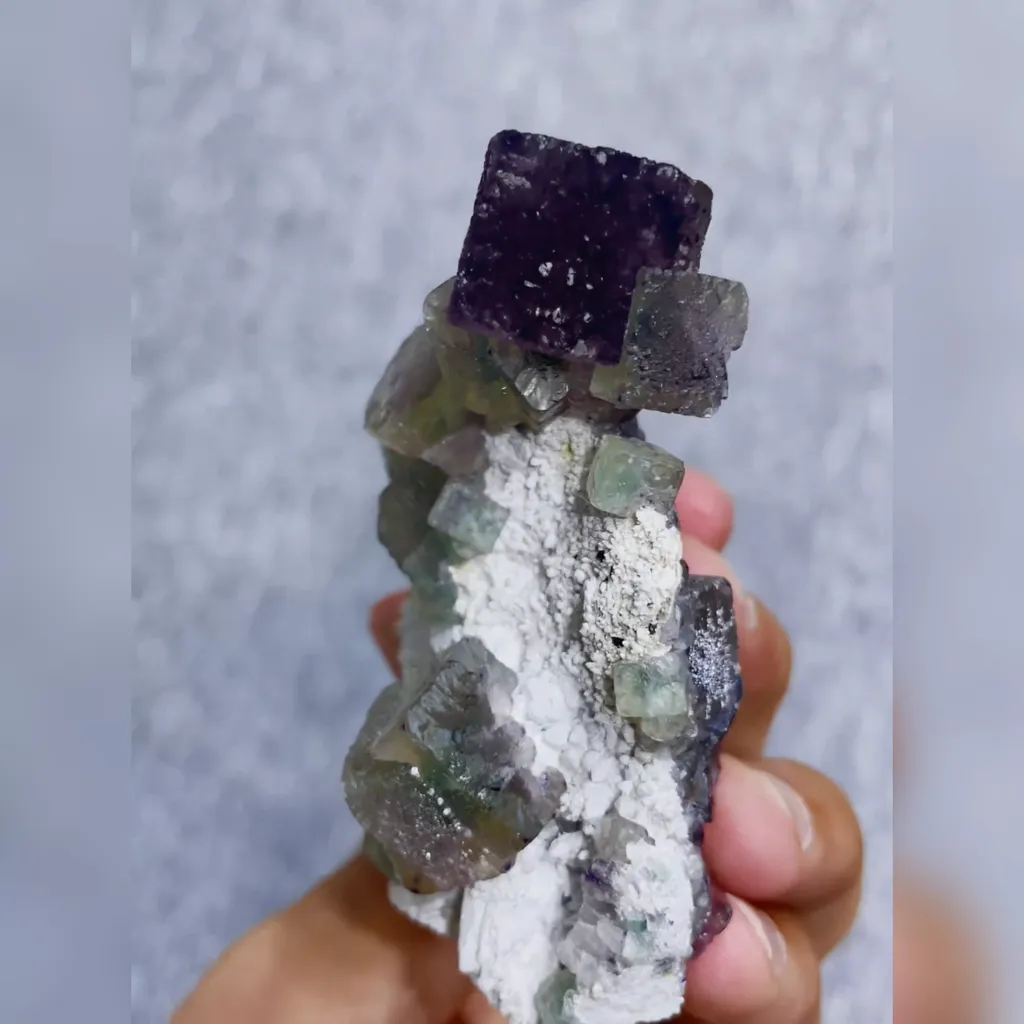 Natural Purple and Green Cubic Fluorite Mineral Specimen,High Quality Specimen,INNER MONGOLIA,CHINA(70*70*30mm) - image 4