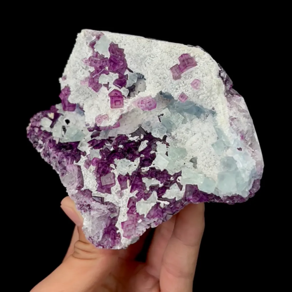 Natural Purple and Green Fluorite Cube Mineral Specimen,High Quality Bicolored Fluorite:ZheJiang(135*95*35mm) - image 2