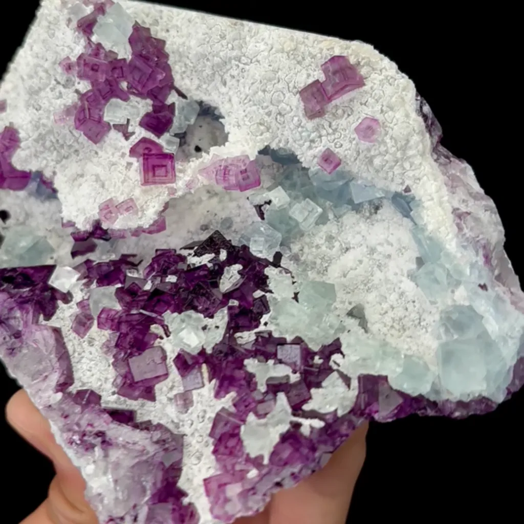 Natural Purple and Green Fluorite Cube Mineral Specimen,High Quality Bicolored Fluorite:ZheJiang(135*95*35mm) - image 3