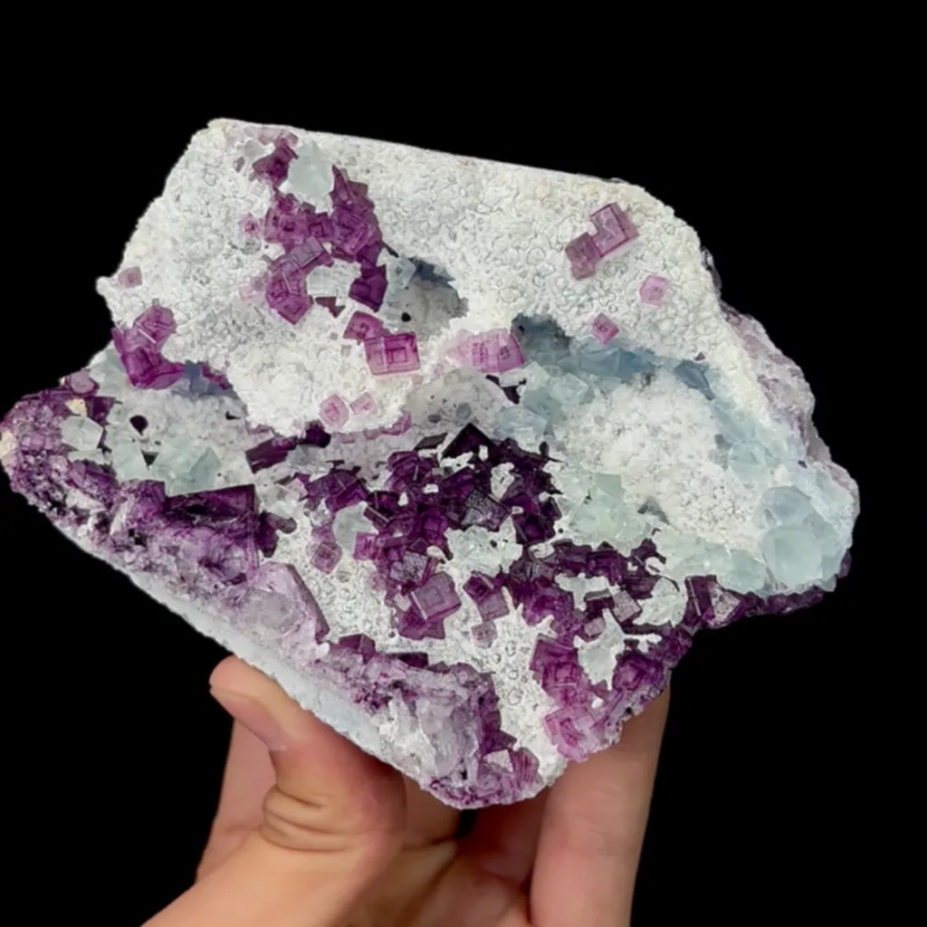 Natural Purple and Green Fluorite Cube Mineral Specimen,High Quality Bicolored Fluorite:ZheJiang(135*95*35mm) - image 7