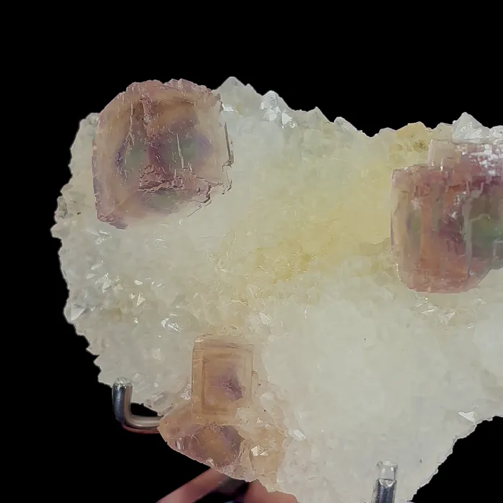 Natural Purple and Green Phantom Fluorite and Quartz Cluster, Mineral Specimen:Zhejiang,China (105*70*40MM) image