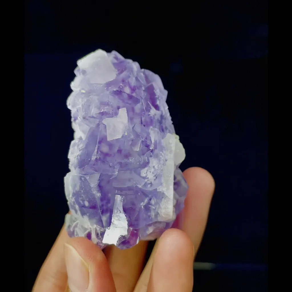Natural Purple Cube Fluorite and Quartz Symbiosis comes from Yaogangxian,Hunan 50*45*65MM image