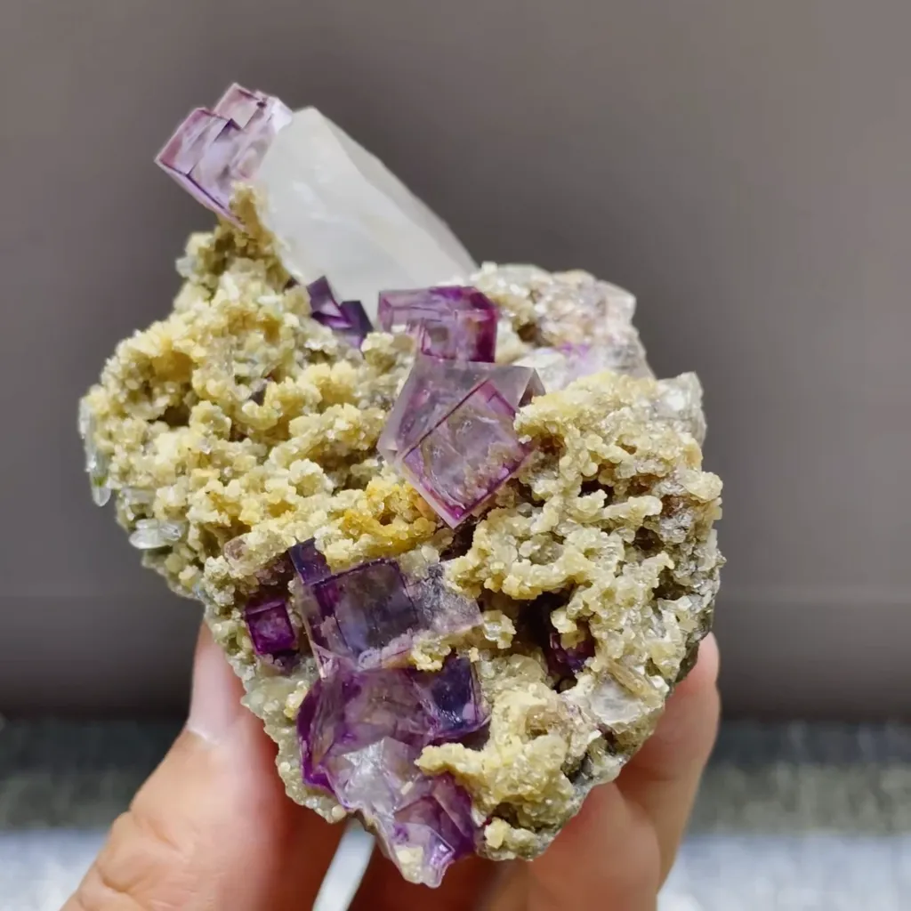 Natural Purple Cubes with Quartz and Mica symbiosis comes from Yaogaoxian,Hunan 90*65*50MM - image 2