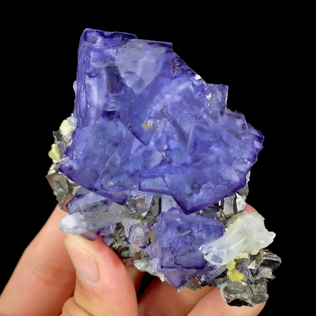 Natural Purple Cubic Fluorite and Arsenopyrite and Quartz Symbiosis comes from Yaogangxian,Hunan 70*25*60MM - image 3
