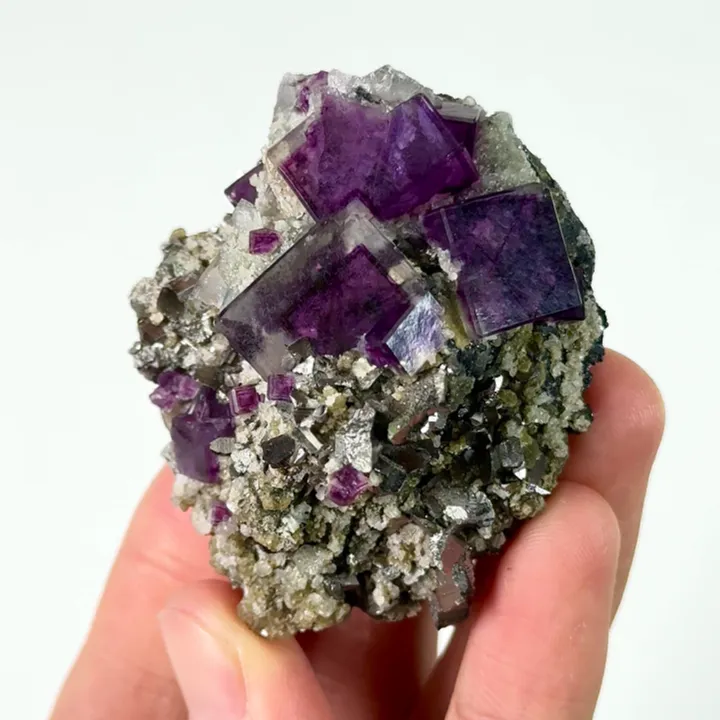 Natural Purple Cubic Fluorite and Arsenopyrite, Mineral Specimen: Yaogangxian,Hunan (55*45*35MM) - image 2