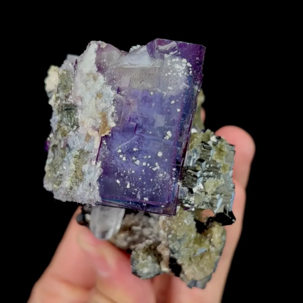 Natural Purple Cubic Fluorite and Arsenopyrite, Mineral Specimen:Yaogangxian,Hunan (60*55*80MM) - image 5