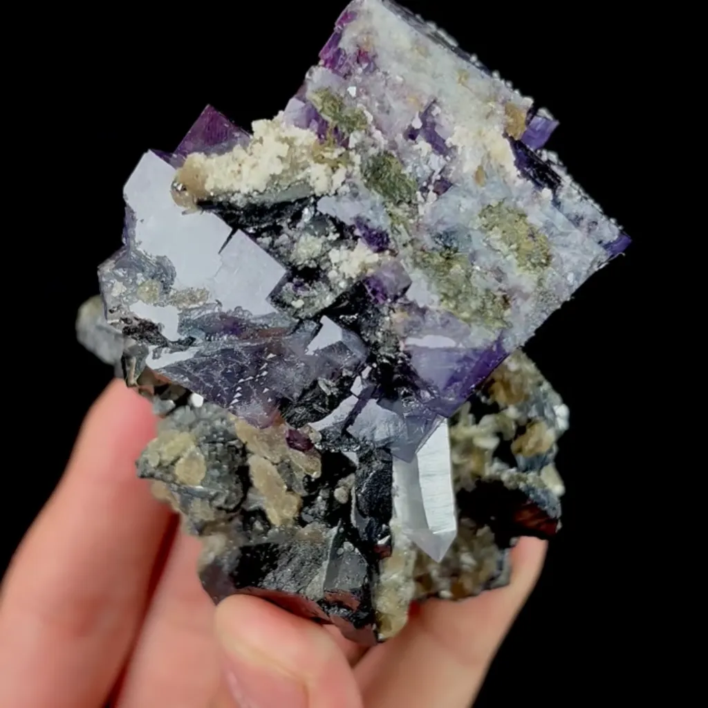 Natural Purple Cubic Fluorite and Arsenopyrite, Mineral Specimen:Yaogangxian,Hunan (60*55*80MM) - image 6