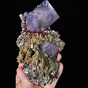 Natural Purple Cubic Fluorite and Arsenopyrite, Mineral Specimen:Yaogangxian,Hunan (65*115*35MM) - image 6