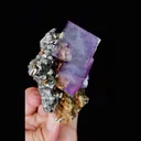 Natural Purple Cubic Fluorite and Arsenopyrite, Mineral Specimen:Yaogangxian,Hunan (65*115*35MM) - image 4