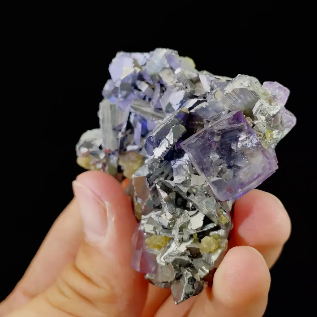Natural Purple Cubic Fluorite and Arsenopyrite Symbiosis comes from Yaogangxian,Hunan 60*50*25MM - image 4