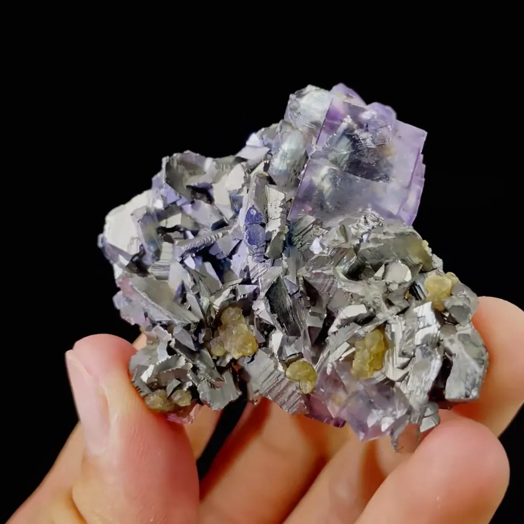 Natural Purple Cubic Fluorite and Arsenopyrite Symbiosis comes from Yaogangxian,Hunan 60*50*25MM - image 3