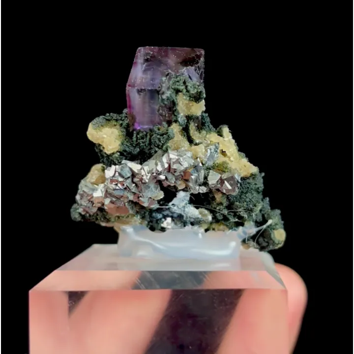 Natural Purple Cubic Fluorite and Arsenopyrite,Mineral Specimen: Yaogangxian,Hunan (35*35*20MM) - image 3