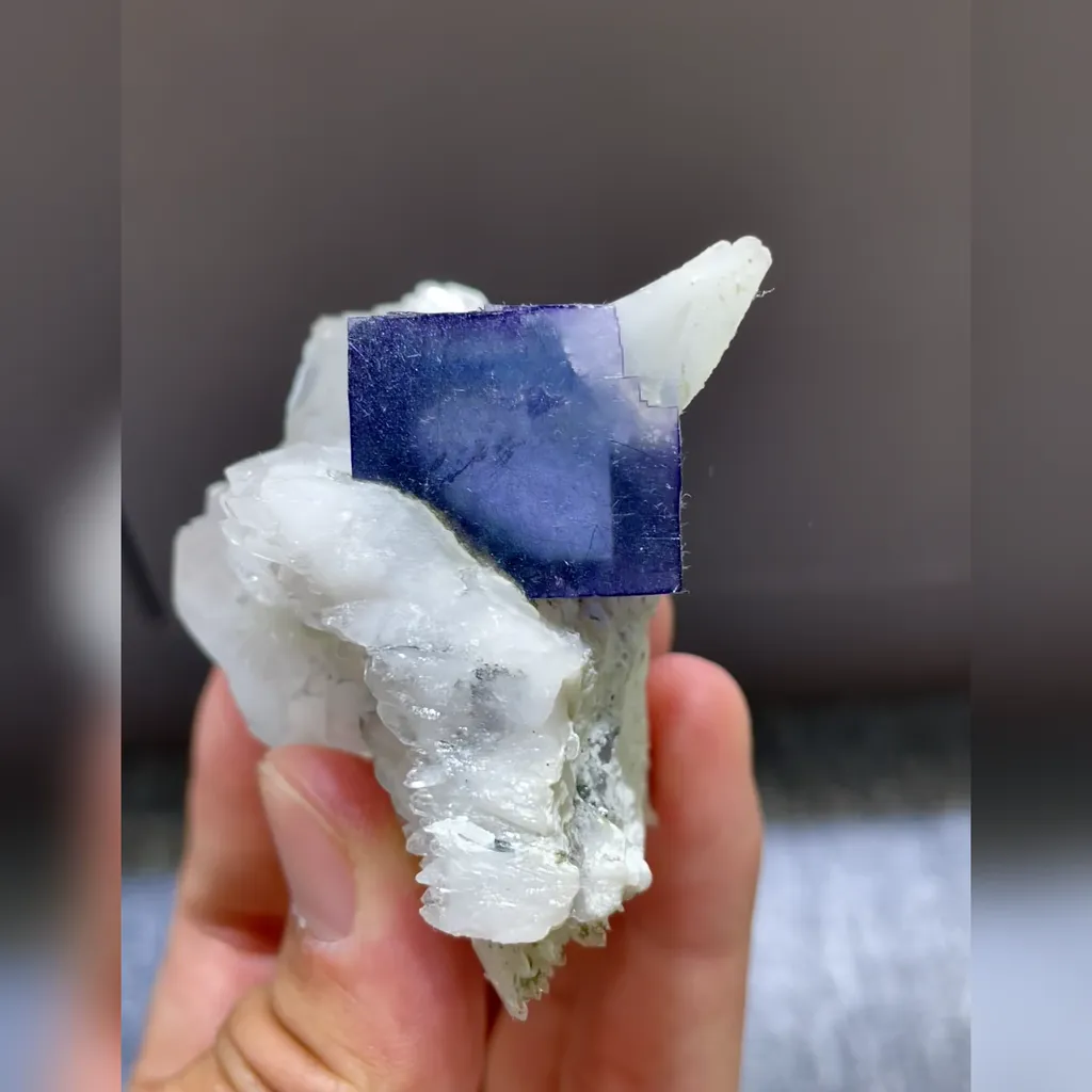 Natural Purple Cubic Fluorite and Bismuthinite and Quartz Symbiosis comes from Yaogangxian,Hunan 45*65*55MM - image 3