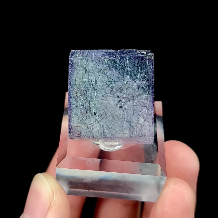 Natural Purple Cubic Fluorite and Bismuthinite, Mineral Specimen:Yaogangxian,Hunan (20*20*15MM) - image 4