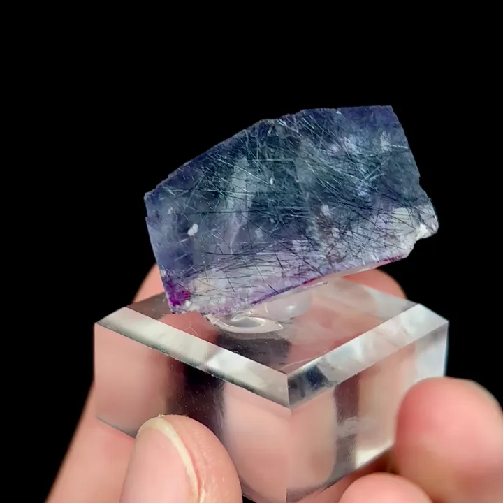 Natural Purple Cubic Fluorite and Bismuthinite, Mineral Specimen:Yaogangxian,Hunan (20*20*15MM) - image 3
