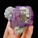 Natural Purple Cubic Fluorite and Calcite and Arsenopyrite Symbiosis comes from Yaogangxian,Hunan 50*50*65MM - image 4
