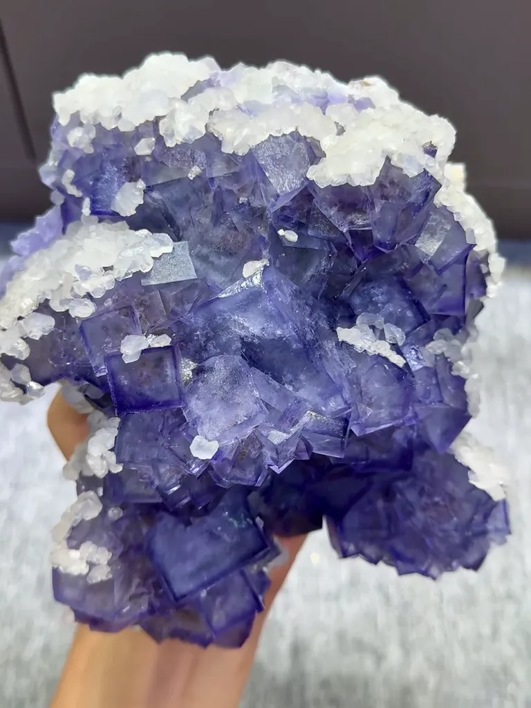 Natural Purple Cubic Fluorite and Calcite Coexist comes from Xianghualing,Hunan 170*140*90MM - image 4