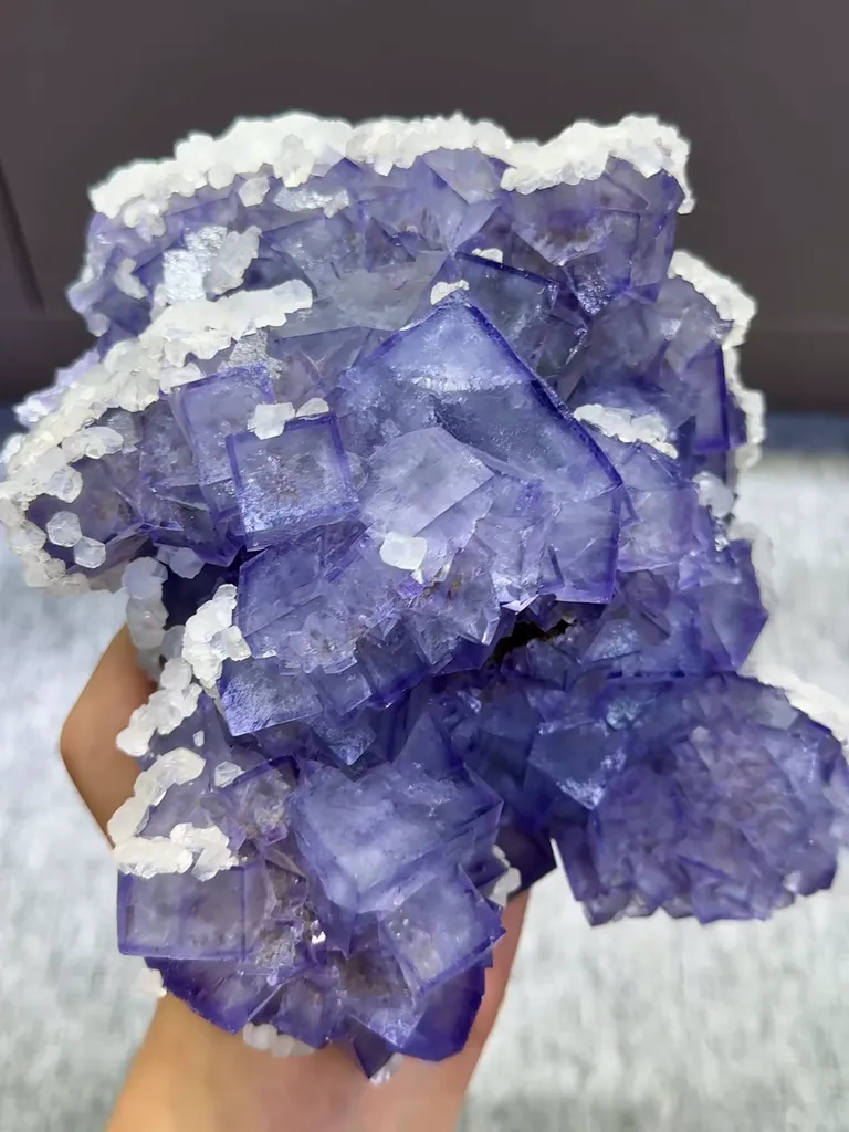 Natural Purple Cubic Fluorite and Calcite Coexist comes from Xianghualing,Hunan 170*140*90MM - image 3