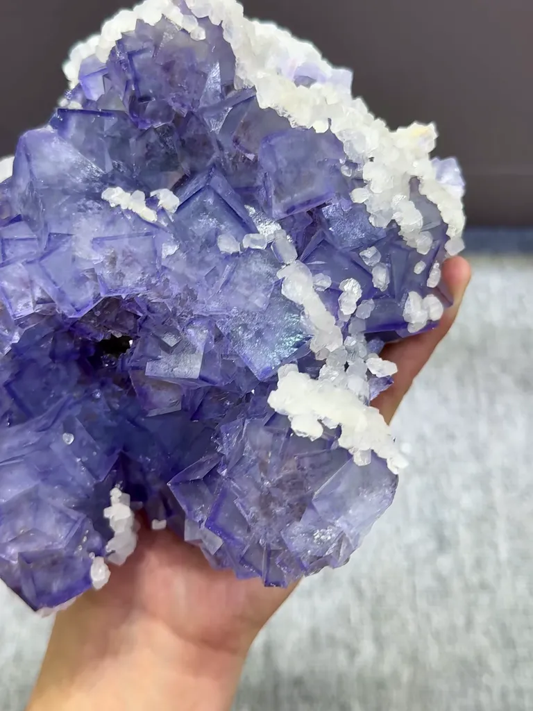 Natural Purple Cubic Fluorite and Calcite Coexist comes from Xianghualing,Hunan 170*140*90MM - image 5