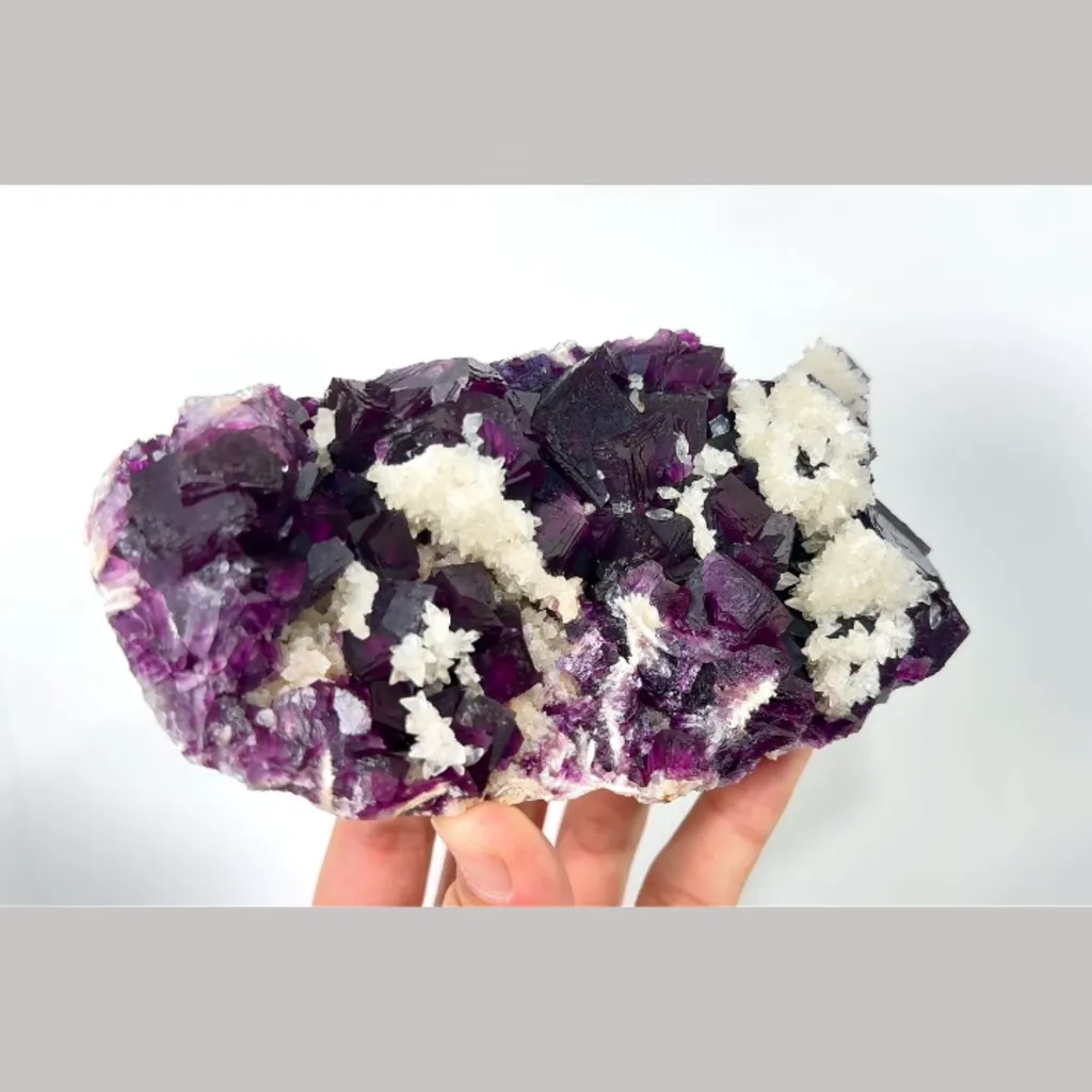 Natural Purple Cubic Fluorite and Calcite, Mineral Specimen:Anhui,China (150*85*50MM) - image 2