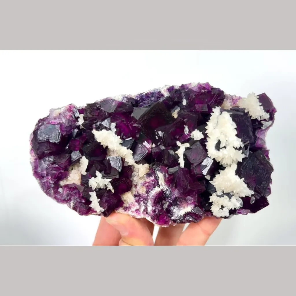 Natural Purple Cubic Fluorite and Calcite, Mineral Specimen:Anhui,China (150*85*50MM) - image 4