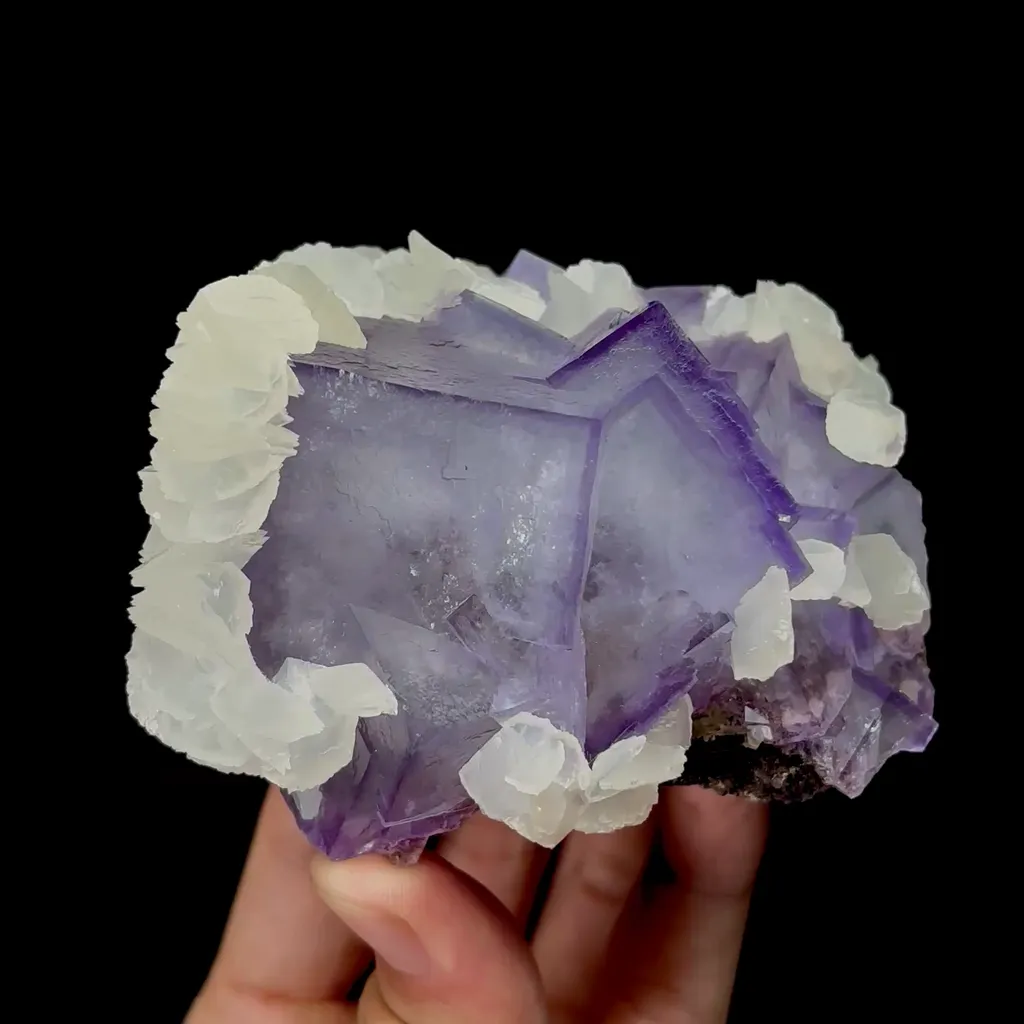 Natural Purple Cubic Fluorite and Calcite Mineral Specimen,High Quality Specimen,XIANGHUALING,HUNAN,CHINA(100*80*55mm) image