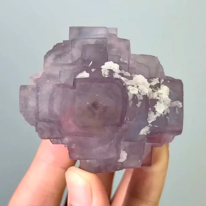 Natural Purple Cubic Fluorite and Calcite, Mineral Specimens: Yaogangxian,Hunan (60*55*50MM) image