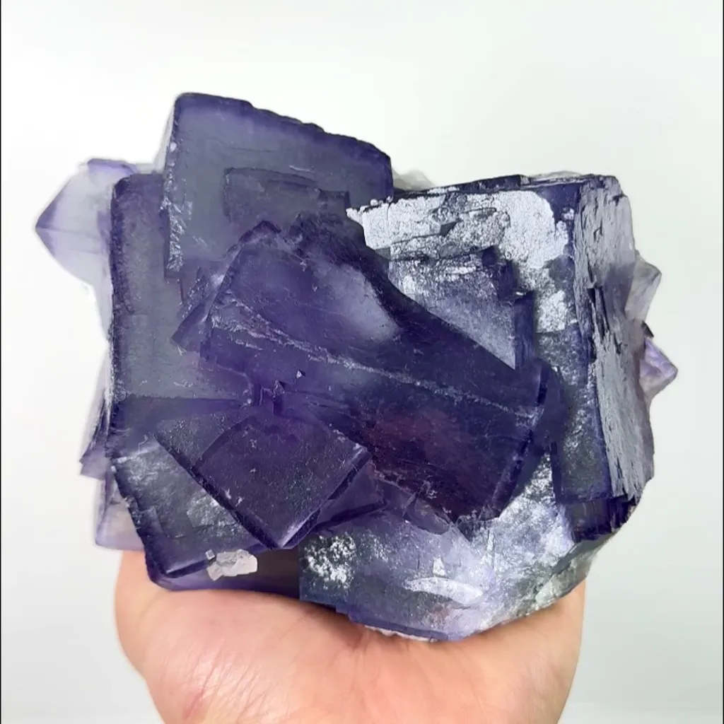 Natural Purple Cubic Fluorite and Calcite, Mineral Specimen:Xianghualing,Hunan (130*130*90MM) image