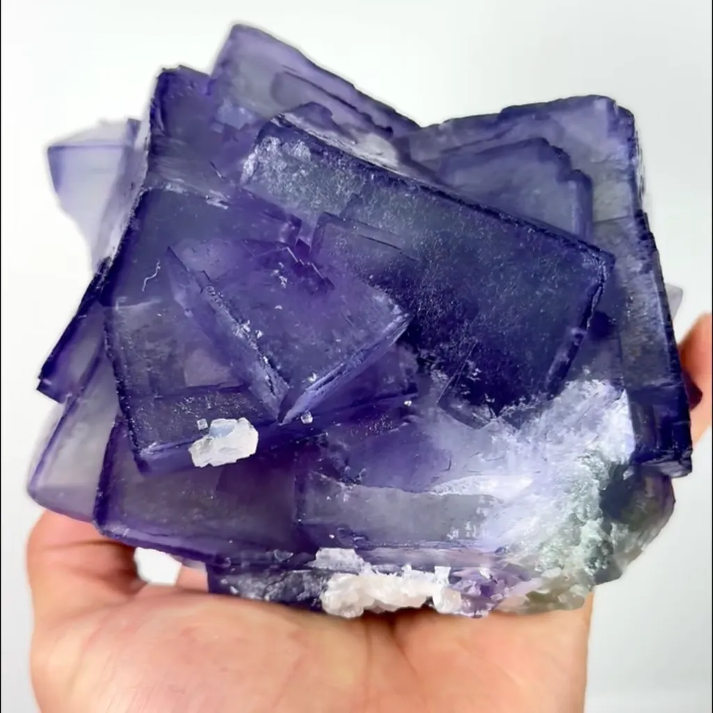 Natural Purple Cubic Fluorite and Calcite, Mineral Specimen:Xianghualing,Hunan (130*130*90MM) - image 3