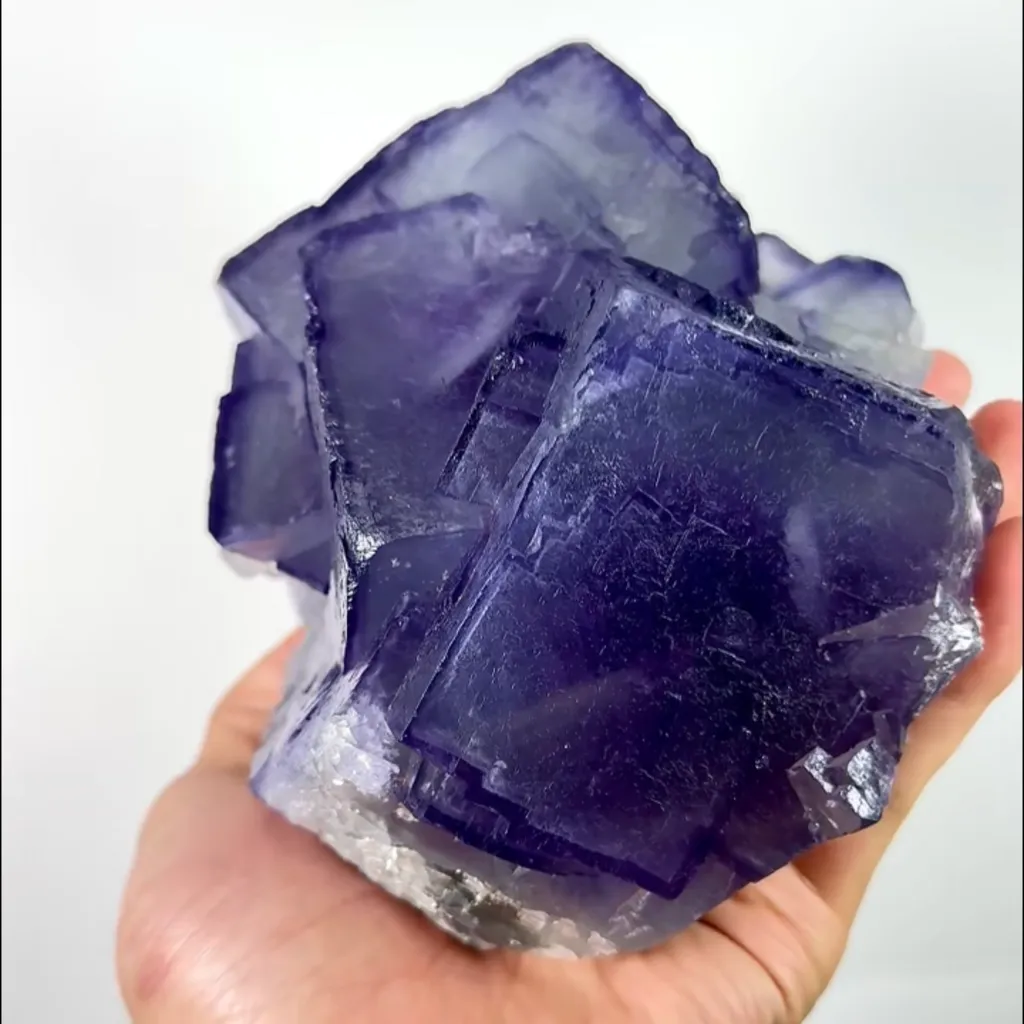 Natural Purple Cubic Fluorite and Calcite, Mineral Specimen:Xianghualing,Hunan (130*130*90MM) - image 4