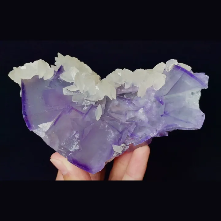 Natural Purple Cubic Fluorite and Calcite, Mineral Specimen:Xianghualing,Hunan （130*80*60MM） - image 5