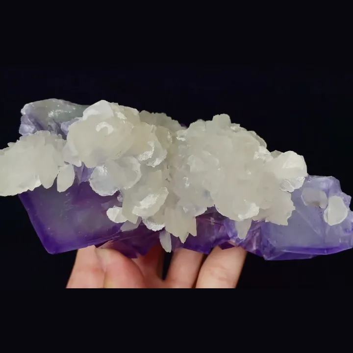 Natural Purple Cubic Fluorite and Calcite, Mineral Specimen:Xianghualing,Hunan （130*80*60MM） - image 3