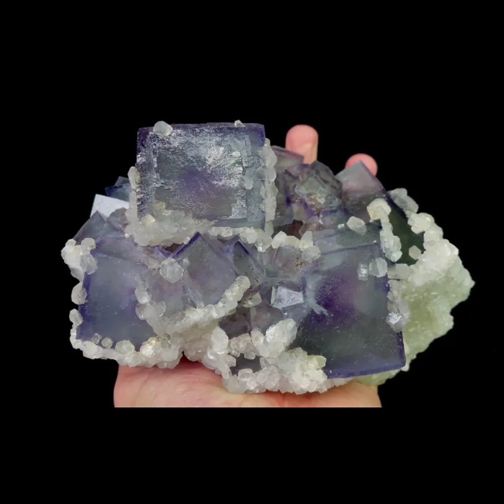 Natural Purple Cubic Fluorite and Calcite, Mineral Specimen:Xianghualing,Hunan (150*90*70MM) image