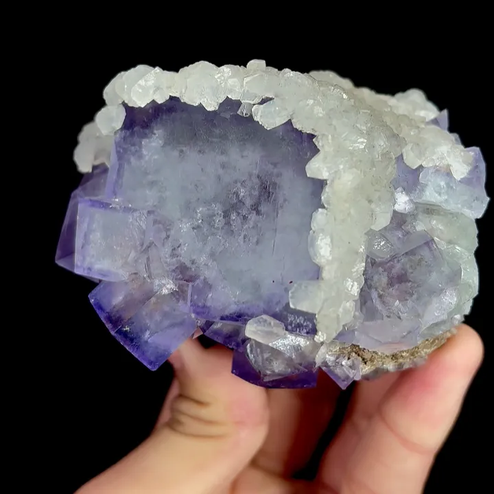 Natural Purple Cubic Fluorite and Calcite, Mineral Specimen:Xianghualing,Hunan (95*65*70MM) image