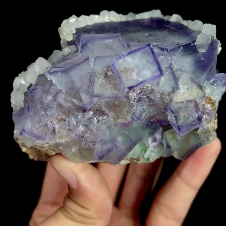 Natural Purple Cubic Fluorite and Calcite, Mineral Specimen:Xianghualing,Hunan (95*65*70MM) - image 3