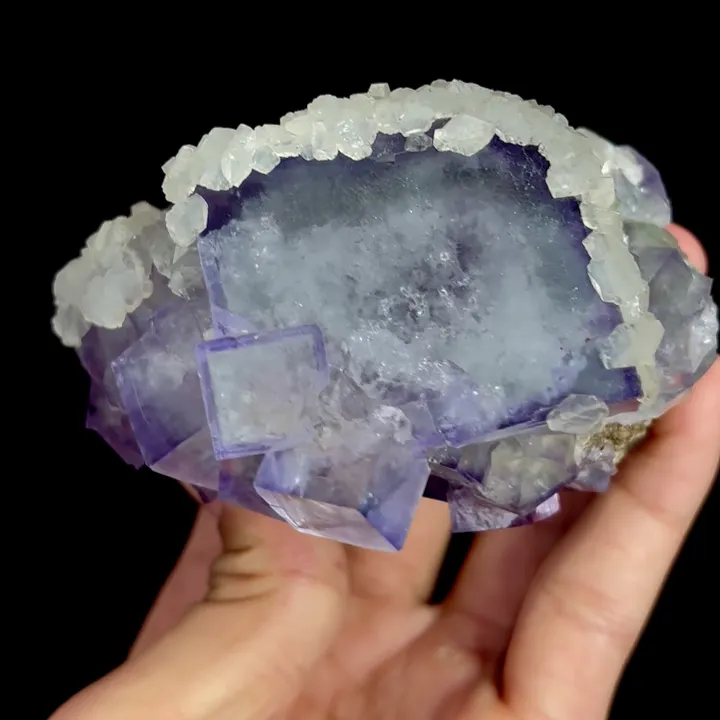 Natural Purple Cubic Fluorite and Calcite, Mineral Specimen:Xianghualing,Hunan (95*65*70MM) - image 4