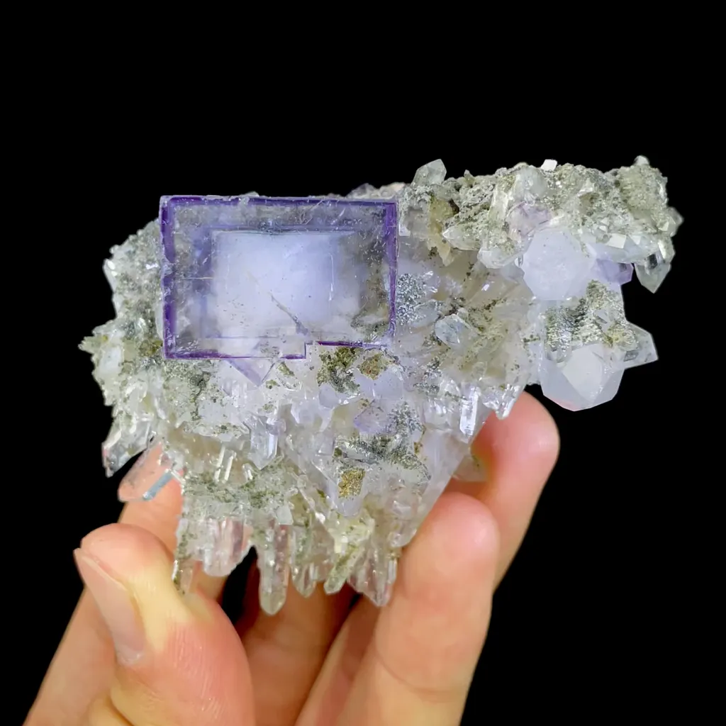 Natural Purple Cubic Fluorite and Clear Quartz Clusters Symbiosis comes from Yaogangxian,Hunan - image 2