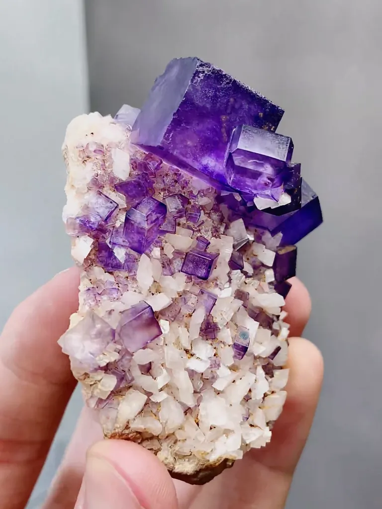 Natural Purple Cubic Fluorite and Dolomite coexist comes from Xinjiang 65*45*35MM - image 5